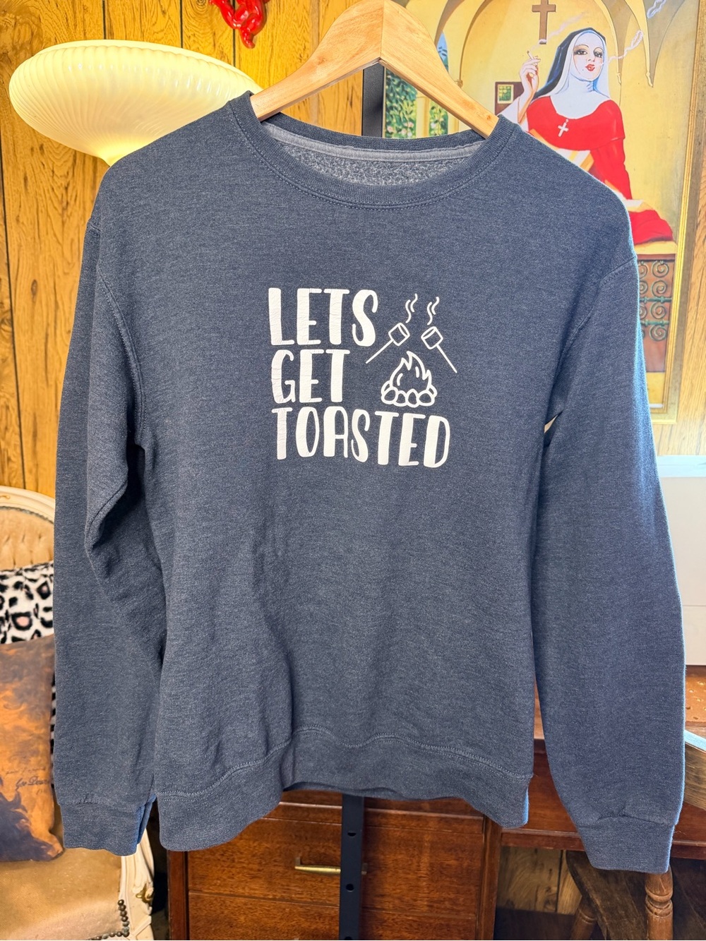 Athletic Works Navy Blue 'Let's Get Toasted' Crewneck Sweatshirt